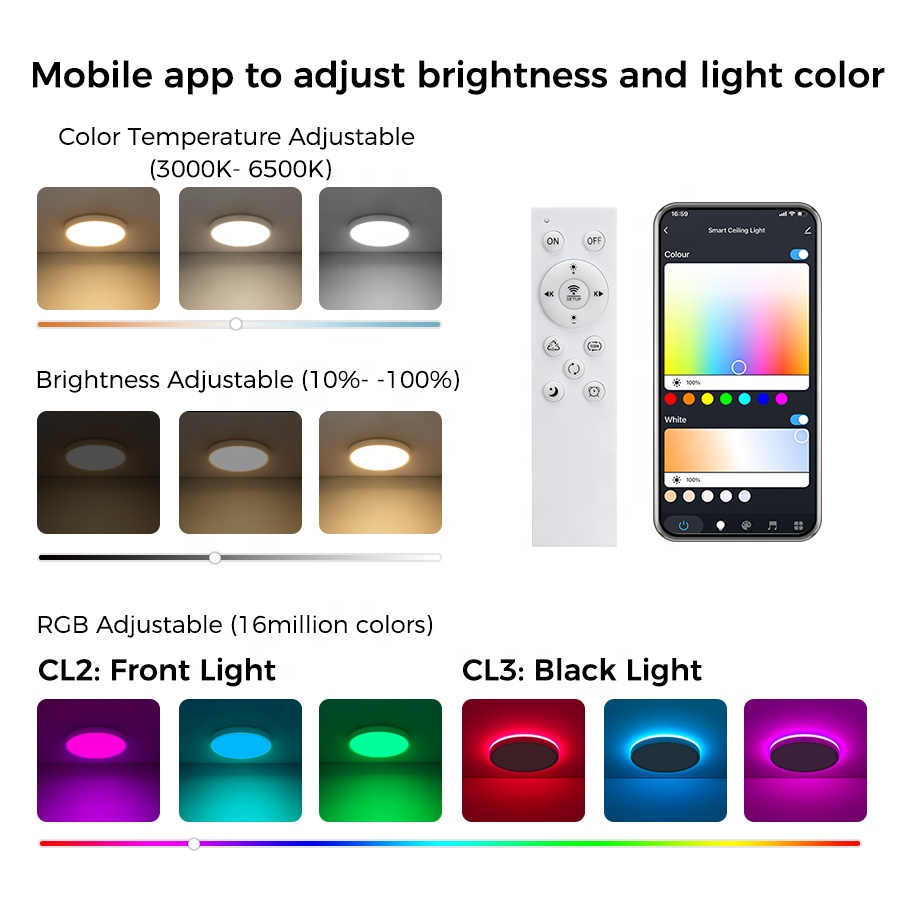 Smart Indoor Home Light 24W Light Ceiling WIFI Tuya APP Voice Control Multi Color Decoration 12inch 300mm LED Ceiling Light