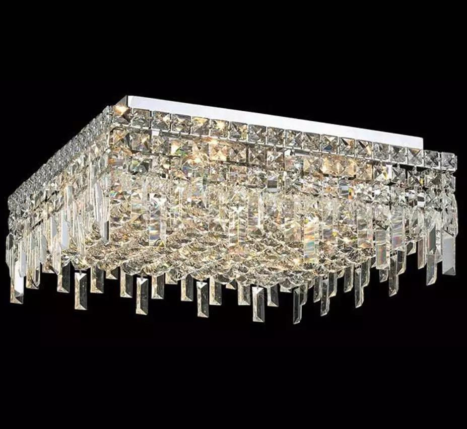 Flush Mount Chandelier Crystal Modern Rectangular Round Crystal Ceiling Lights Decorative Lighting Home Hotel Restaurant Decor Ceiling Lighting