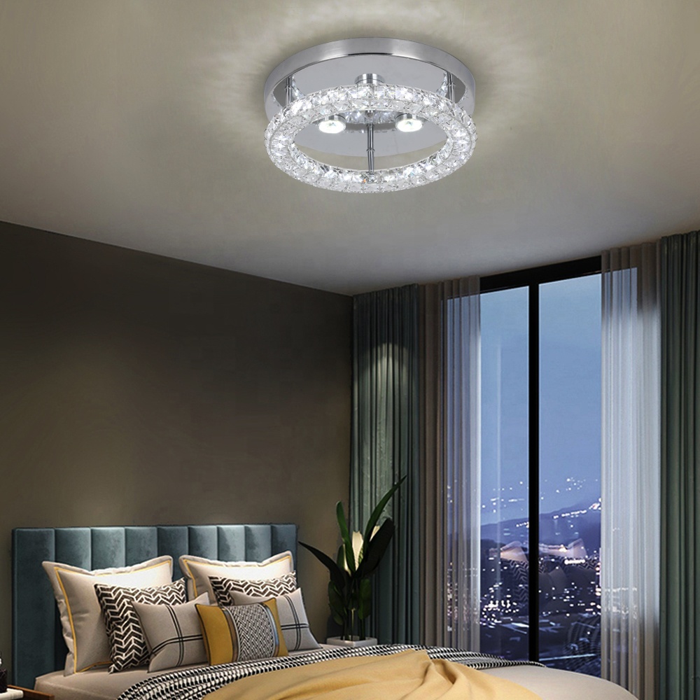 Modern Crystal Round Mounted Indoor Led Ceiling Light for Room Decorating Home Illumination