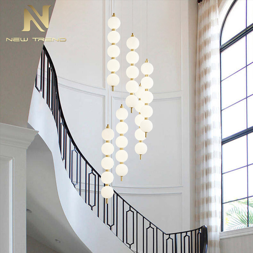 Custom Indoor Decoration Villa Hotel Lobby Long Hanging Lamp Staircase LED Chandelier Pendant Light