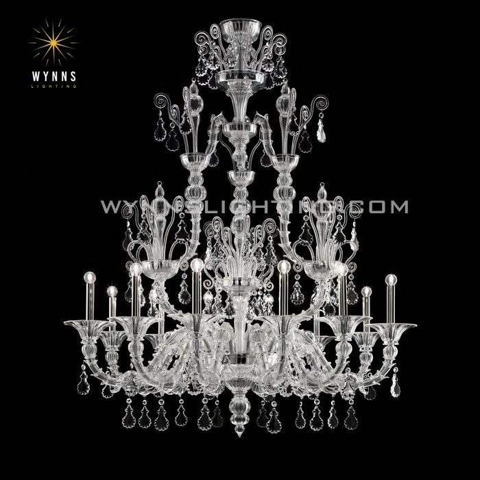 Large Murano Glass Chandelier Pendant Lighting Vintage Nordic Style Hotel Lobby Restaurant Bar Hanging Decorative Ceiling Lamp