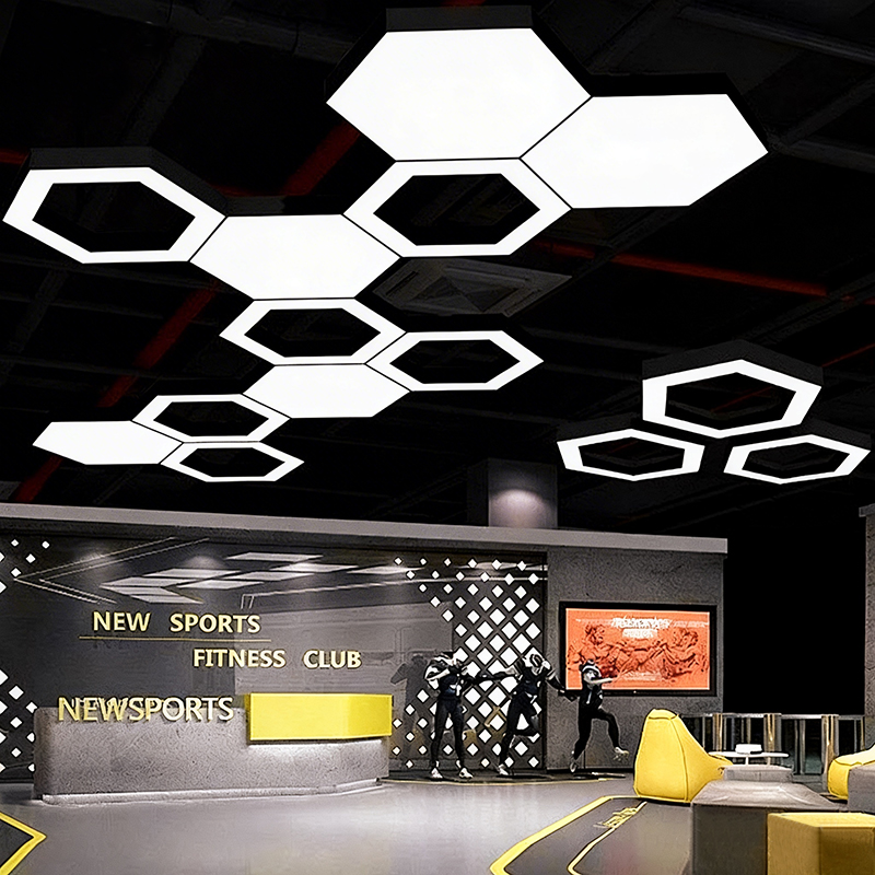 Hexagonal Pendant Light for Office Gym Mall &amp; Supermarket-Creative Irregular LED Design