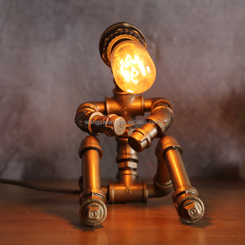 Vintage Steampunk Rocket LED Lamp Robot light New Design with Adjustable Brightness and Warm White Color for Home Decor