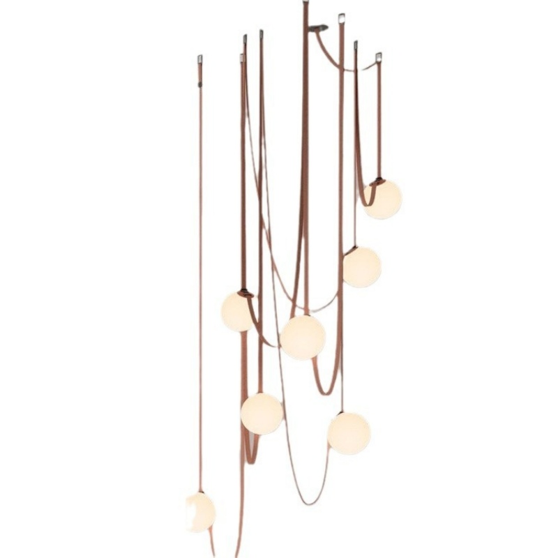 Minimalist Villa Nordic Pendant Lamp Art Floor Artificial Leather Loft Chandelier Creativity for Living Room Staircase LED Lighting (ZY-P013)