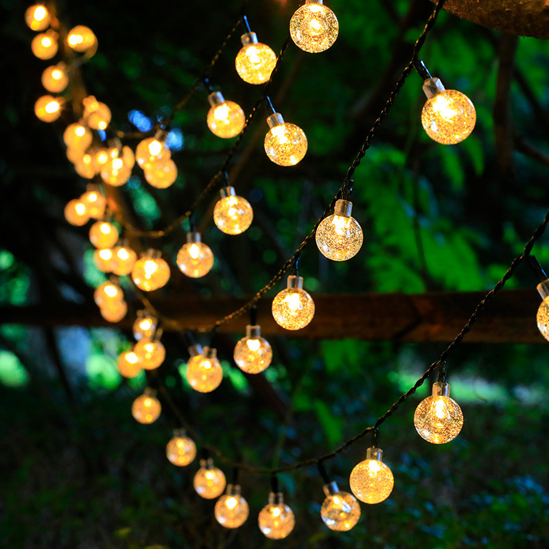 Garden Solar Lights, 8 Modes Waterproof String Lights Warm White Outdoor Fairy Lights Globe Crystal Balls Decorative Lighting for Garden Yard Home Party Wedding