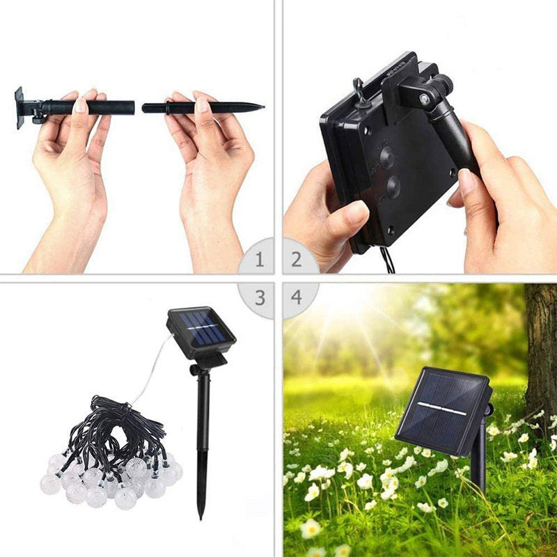 Garden Solar Lights, 8 Modes Waterproof String Lights Warm White Outdoor Fairy Lights Globe Crystal Balls Decorative Lighting for Garden Yard Home Party Wedding