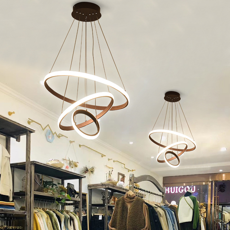 Home Decorative Modern Living Room Hotel Circle Hanging Pendant Light Design 3 Ring Acrylic Luxury Round Led Chandelier