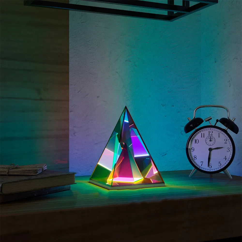 Decorative Pyramid Magical Romantic Colorful PMMA USB Chargeable Smart Lamp LED Table Lamp LED Desk Light for Win Coffee Music Bar Home Room