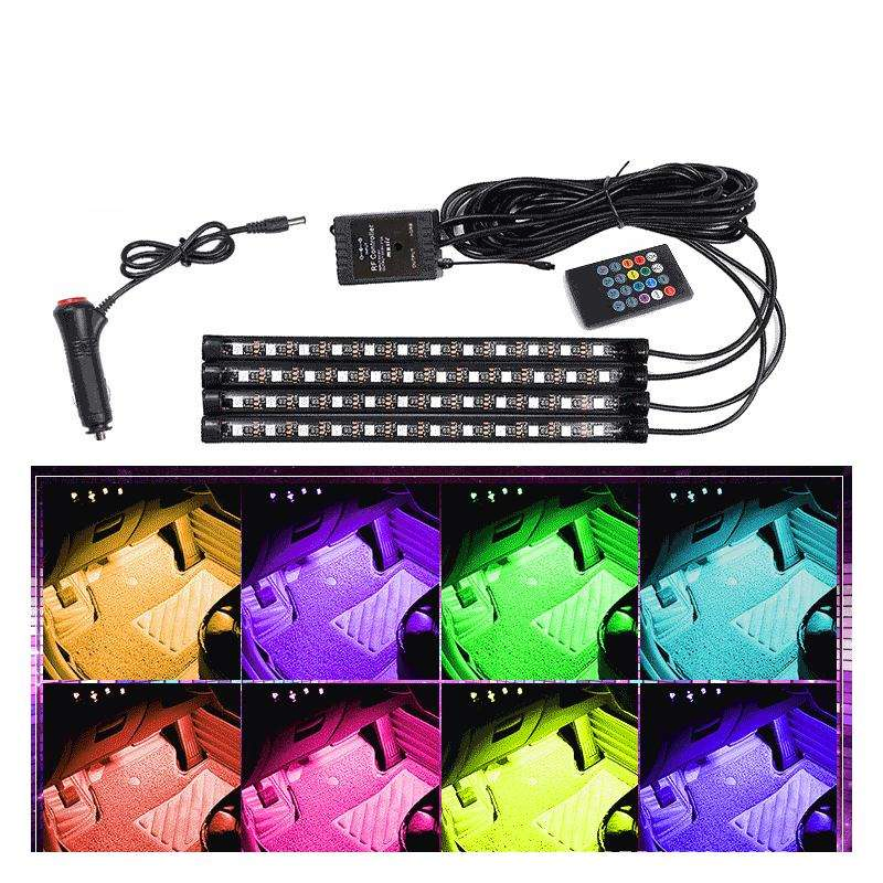 LED Car Light RGB Atmosphere Lamp 20-Keys Music Control Car Decorative Light Strip for Interior Vehicle Ambient Lighting Auto Parts LED Work Light