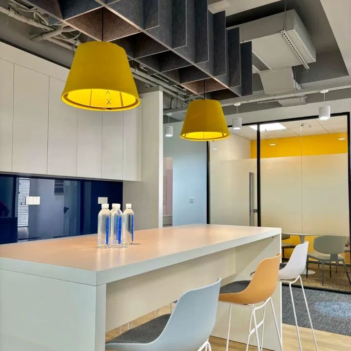 Elegant Office Ambient Lighting Solutions with Acoustic Felt Decorative Pendant Lamps &amp; Chandeliers Modern Office Lighting