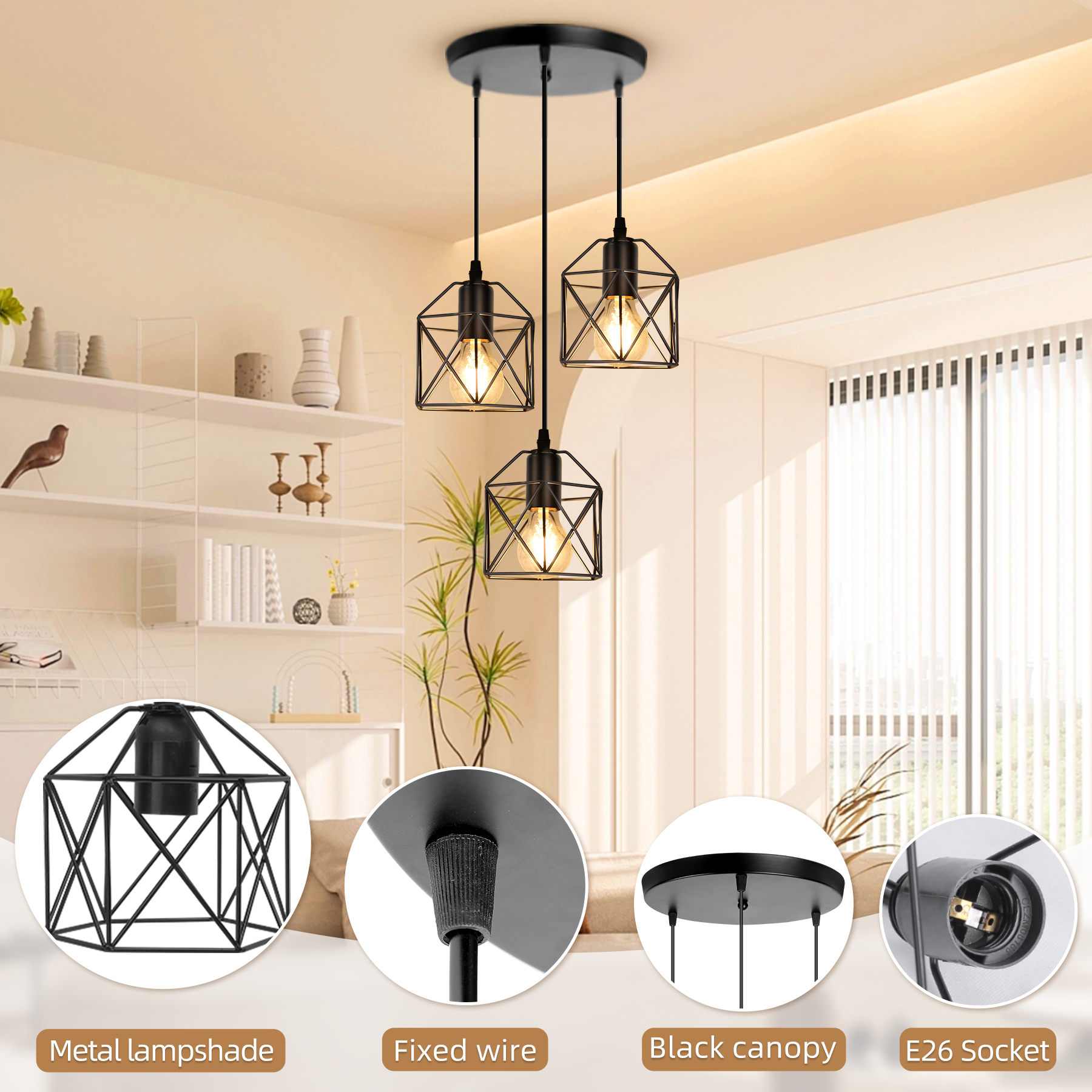 Hot Sale Industrial Iron Cage Decorative Lights Vintage E26 Dining Ceiling Lights/Led Dining Pendant Lamp/Pendant Lights