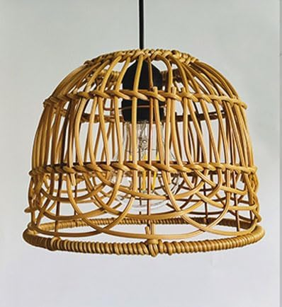 Outdoor Pendant Light Gazebo Battery Powered Boho Chandelier Handmade Rattan Decorative Lighting