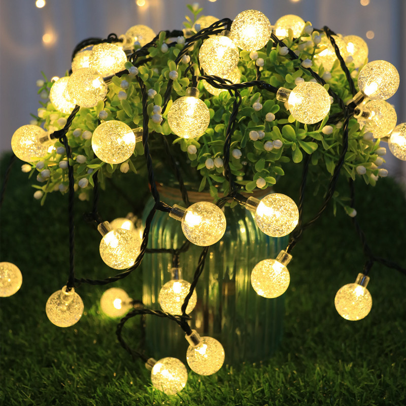 Garden Solar Lights, 8 Modes Waterproof String Lights Warm White Outdoor Fairy Lights Globe Crystal Balls Decorative Lighting for Garden Yard Home Party Wedding
