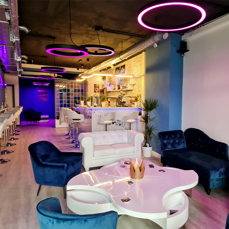 4FT 40W LED Chandelier RGB+Cw+Ww Color Changing Decorative Circle Rings Hanging Pendant Lighting for Restaurant Clubs