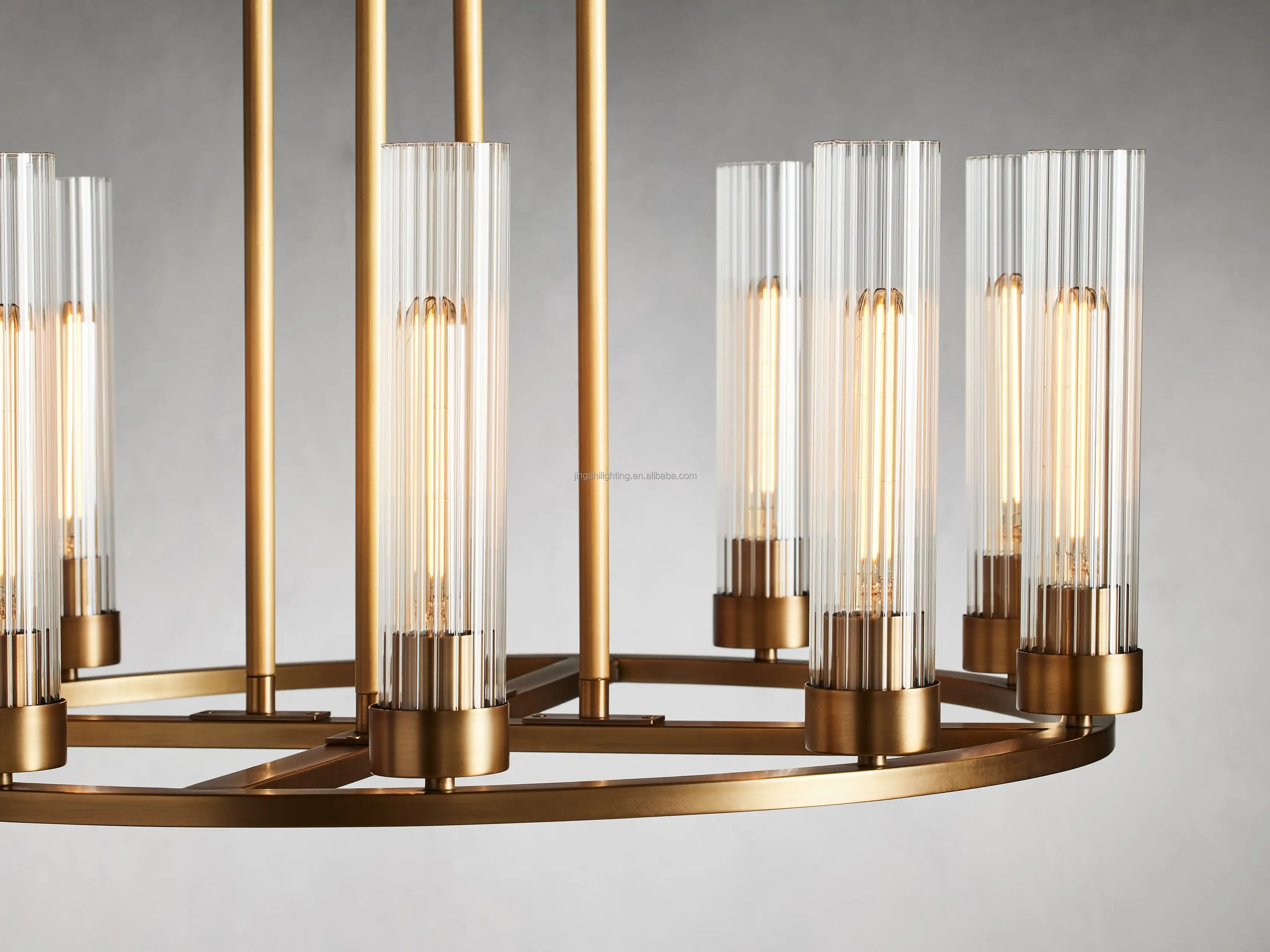 Farmhouse Glass Tube Gold 10 Lights Wagon Wheel Chandeliers Round Luxury Fixture Ceiling Pendant Lighting For Dining Living Room