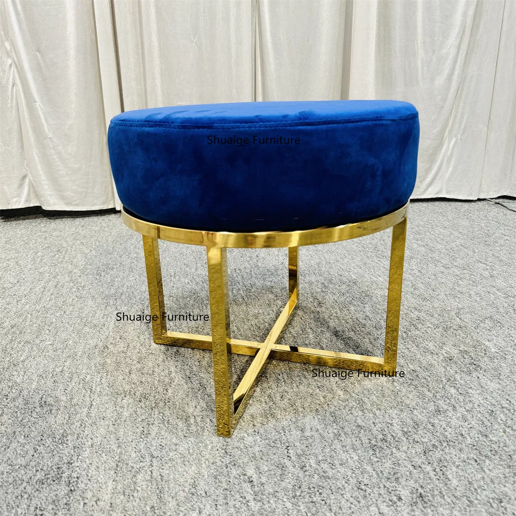 Green Velvet Ottoman Stool View 3