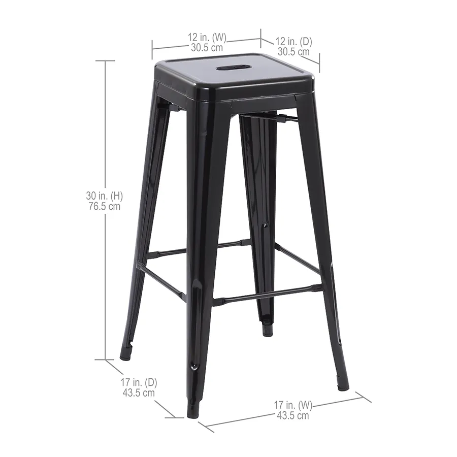 Modern Stackable Outdoor Metal Gray Bar Stools