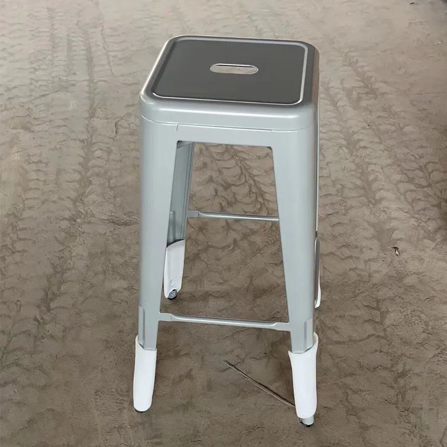 Modern Stackable Outdoor Metal Gray Bar Stools