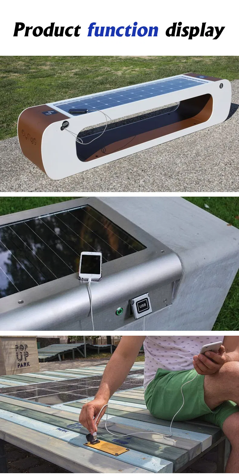 Solar Smart Park Bench 8