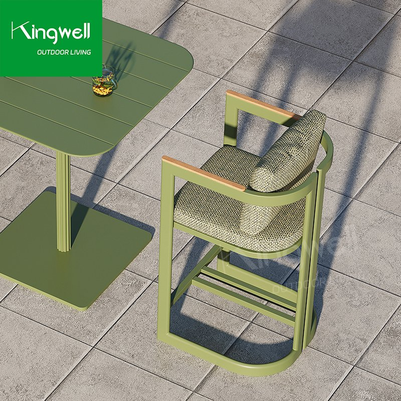 Metal Modern Kingwell Lounge Set Patio Garden Furniture Outdoor Bar Stool