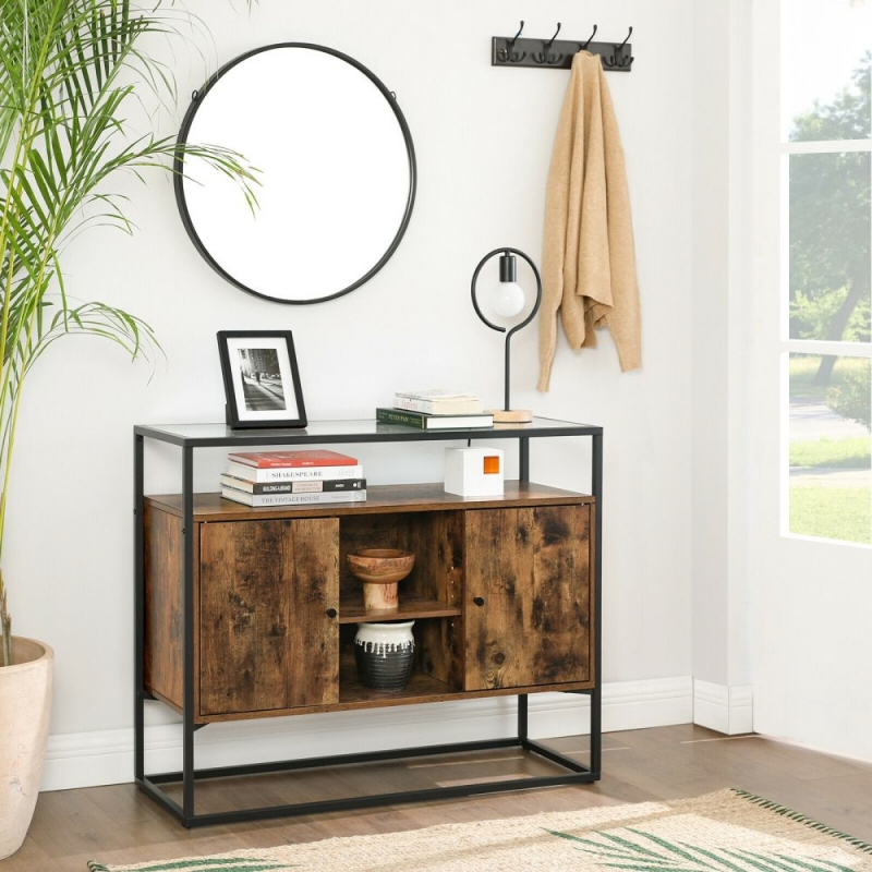 Living Room Porch Retro Brown Black Sideboard 0676
