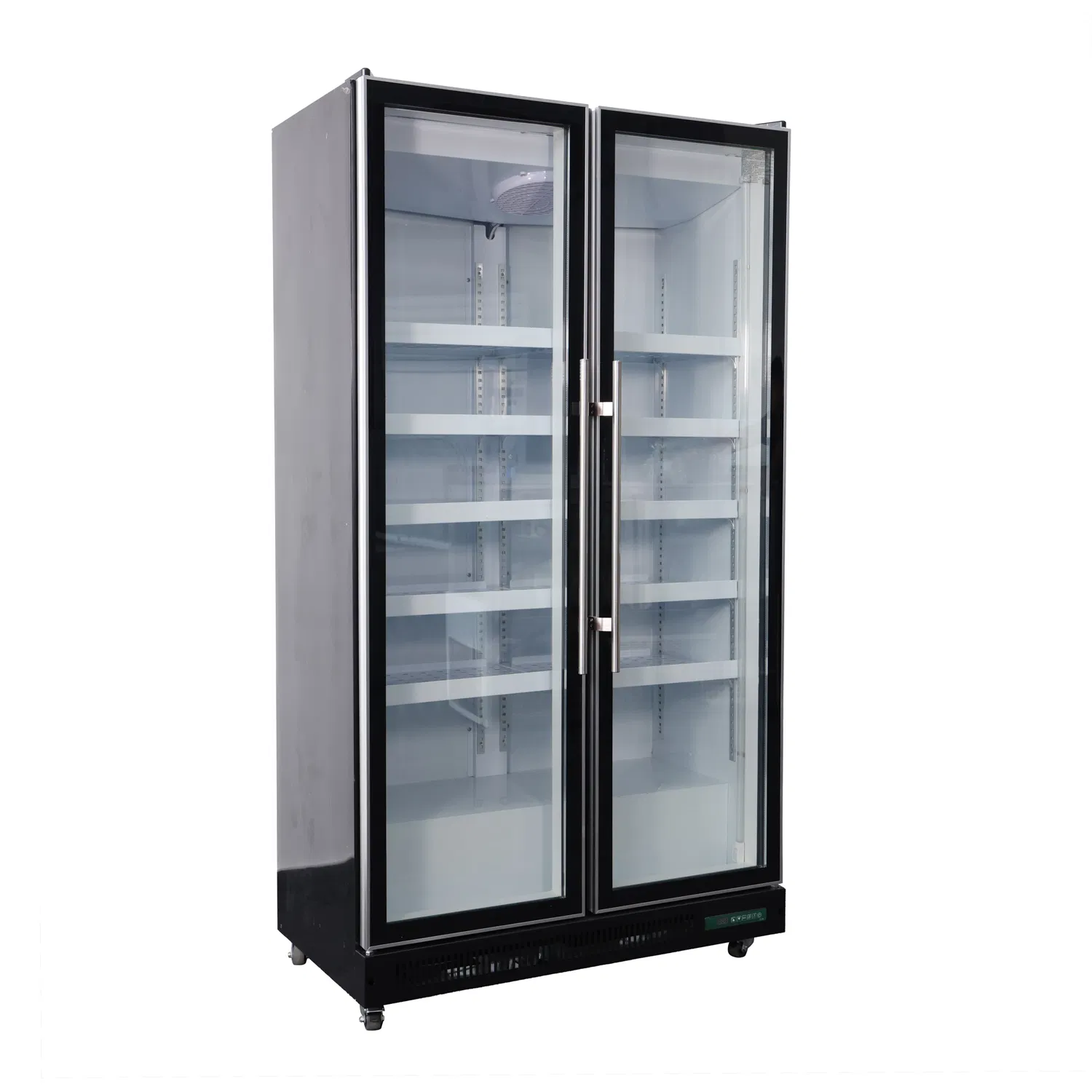 Commercial Double Glass Door Beverage Display Cabinet with LED Shelves Upright Drink Cooler Refrigerator for Supermarket Bar Convenience Store Fan Cooling S
