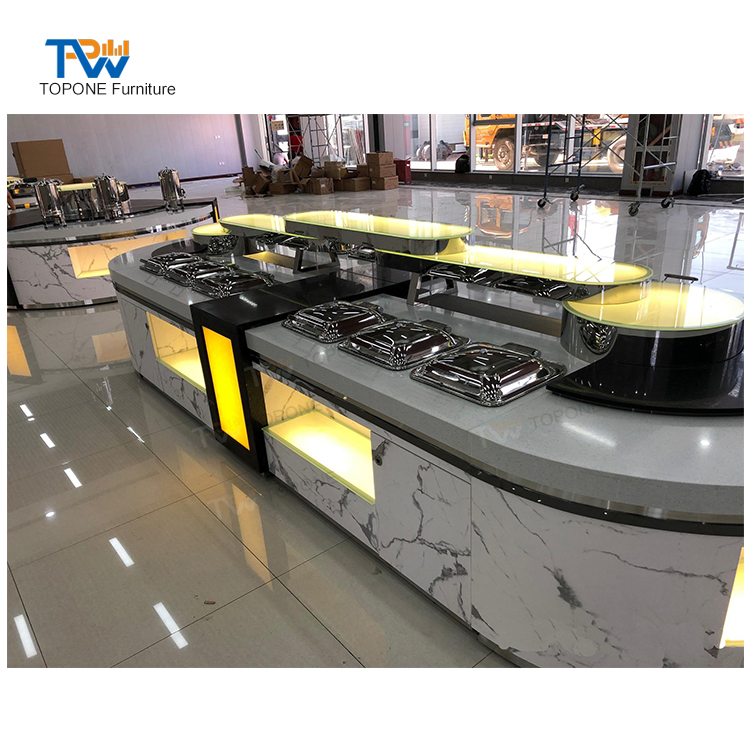 Customized Portable Hotel Restaurant Self Service Console LED Hot and Cold Buffet Equipment Counter Bar Table Design