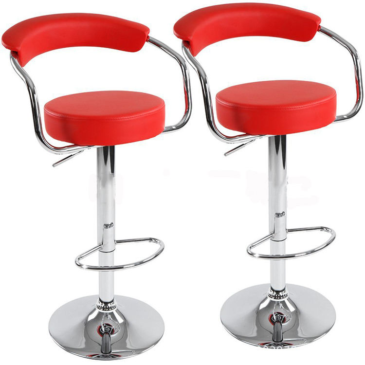 Modern Style Soft Leather High Chair Swivel Bar Stool with Footrest Simple and Fashionable Lift Bag for Dining Kitchen Coffee Bar