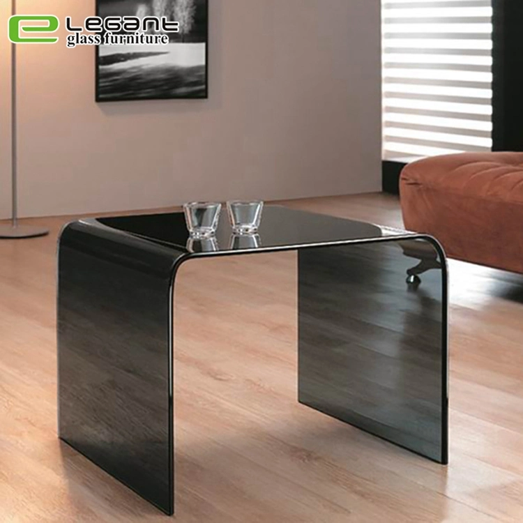 Modern Bent Glass Side Table in Clear Color