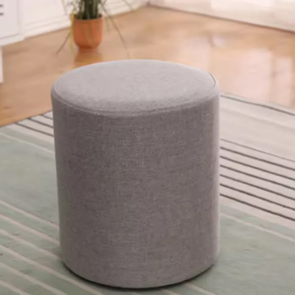 Luxury Upholstered Tufted Round Velvet Footrest