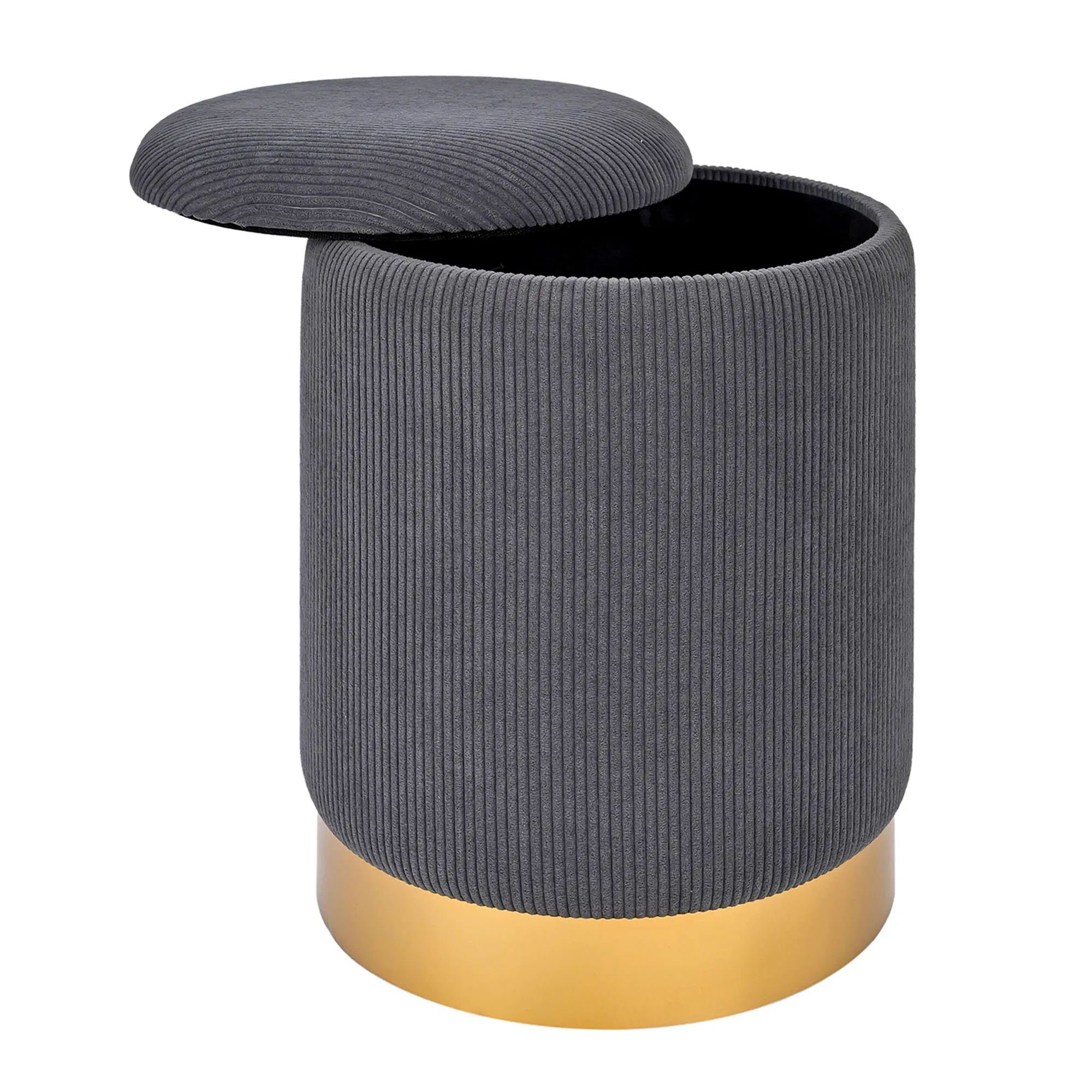 Factory Wholesale High Quality Round Fabric Covered Gold Stainless Steel Ottoman