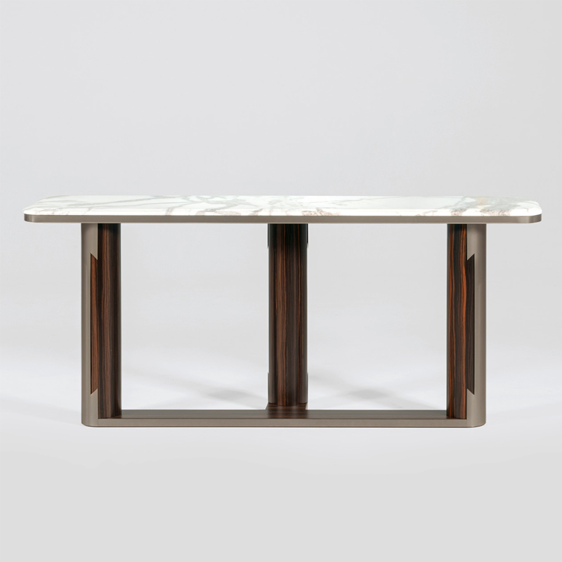 Marble Top Console Table with Stainless Steel Legs Solid Wood Decor for Entry Villa Living Room Bedroom