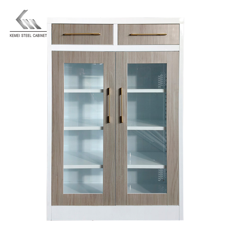 Modern Wooden Color 4 Tier Shoe Cabinet Steel Metal Shoe Rack Display Cabinet with Storage Drawer