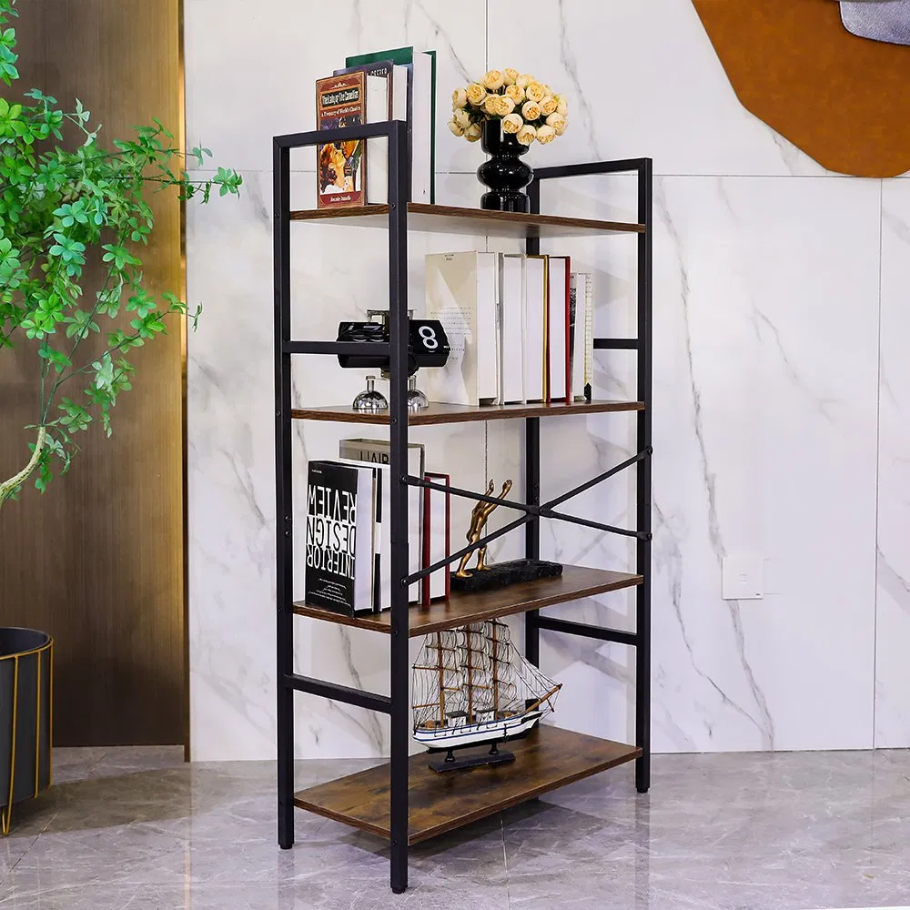 Vintage Ladder Bookshelf in Reclaimed Wood Leaning Freestanding Shelf for Corner Spaces