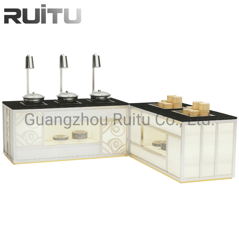 Big Modern LED Light Removable Buffet Stations Steam Hot Pot Stove Buffet Food Warmer Marble Top Dining Restaurant Hotel Catering Buffet Cabinet Dining Tables