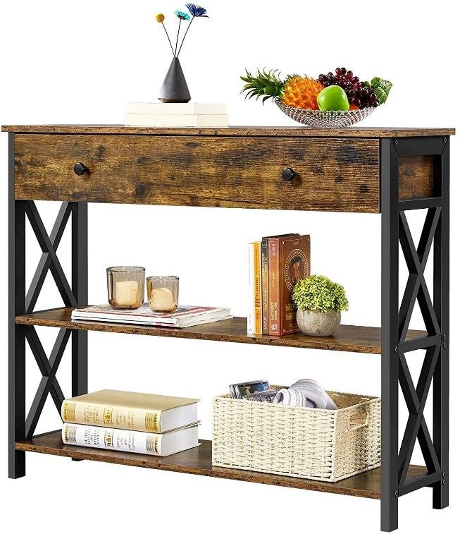 3-Tier Narrow Side Table with Open Shelves, Foyer Table for Entryway, Bedroom, Hallway