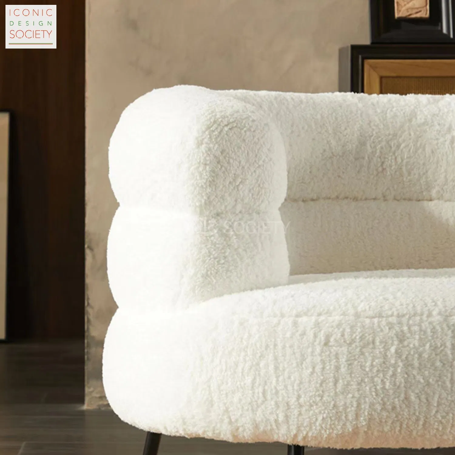 Modern Living Room Furniture Restaurant Cozy Office Armchair Fluffy Soft Woolen Metal Iron Frame Smooth Sherpa Accent Leisure Chair