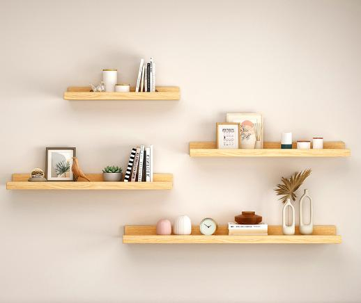 Floating Wooden Storage Rack: a Display Shelf for Books, Bathroom