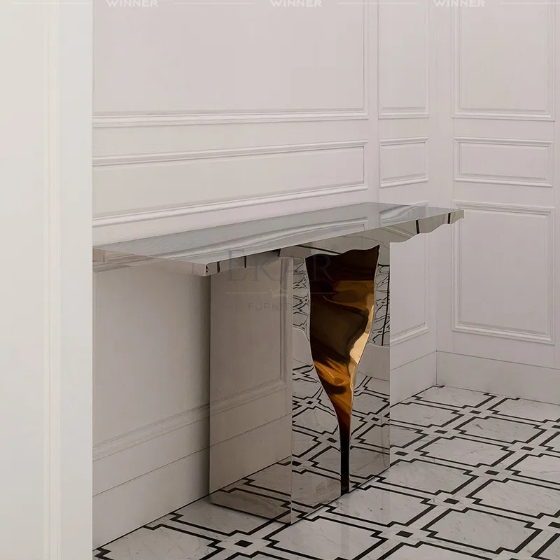 Antique Style Wood Glass Console Table