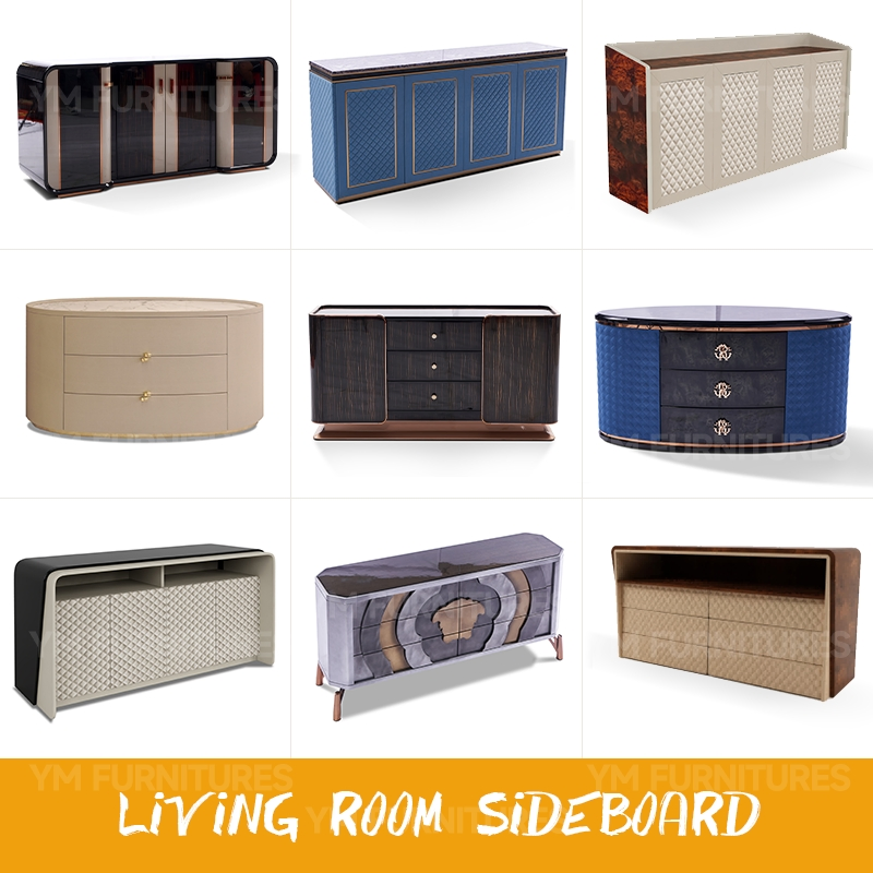 Dining Rooms Contemporary Storage Cabinet Console Table 4 Doors Dining Leather Sideboard