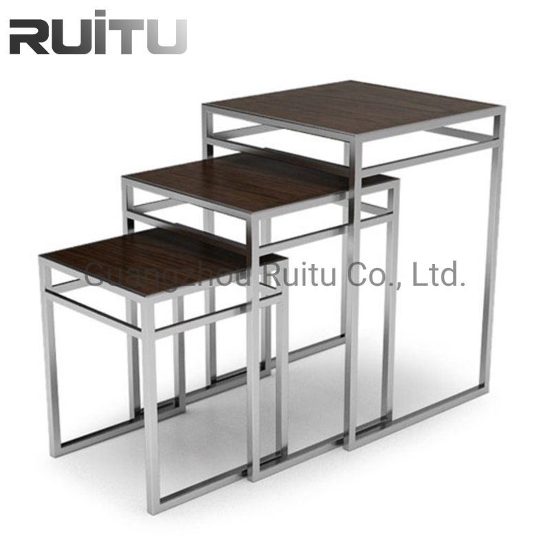 Event Decoration Wedding Materials Rectangle Stainless Steel Cheap Banquet Dining Tempered Glass Top Buffet Catering Centre Food Dessert Display Stand Tables
