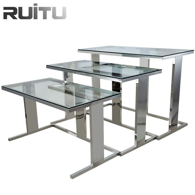 Rectangular Light Wedding Catering Buffet Table Food Warmer Stoves Hotel Restaurant Stainless Steel Luxury Modern Marble Top LED Bar Dining Table with Wheels