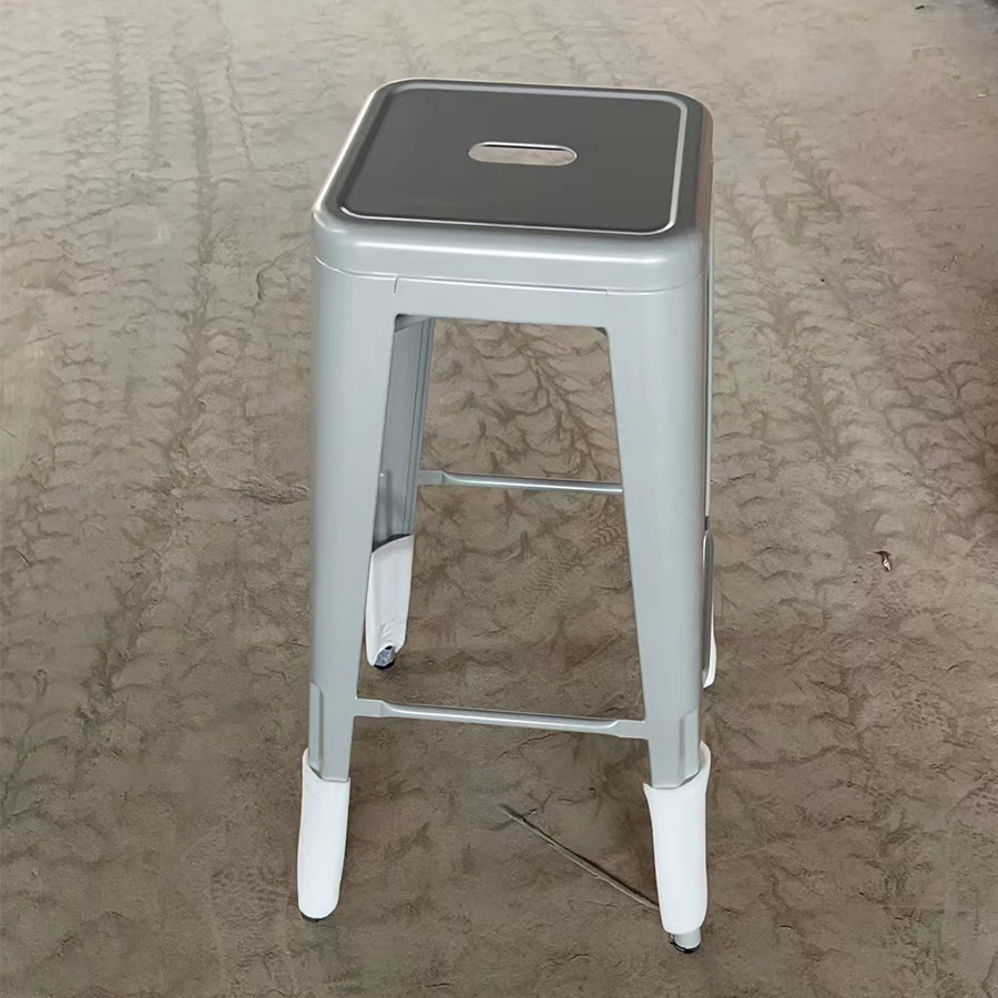 Modern Stackable Outdoor Metal Gray Bar Stools