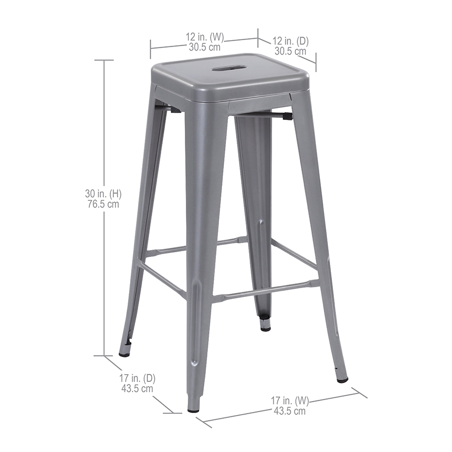 Modern Stackable Outdoor Metal Gray Bar Stools