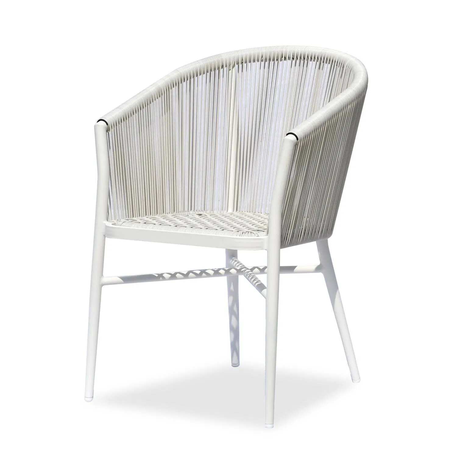 Modern Minimalist White Rope Accent Chair for Balcony