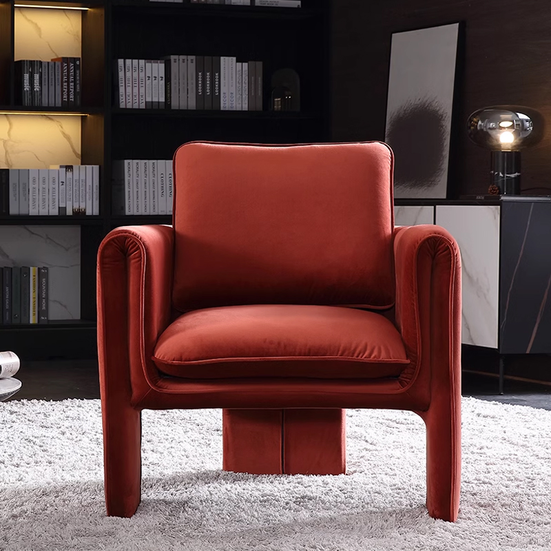 Soft Upholstered Lounge Curved Velvet Wing Shell Chair Living Room Modern Accent Leisure Chair