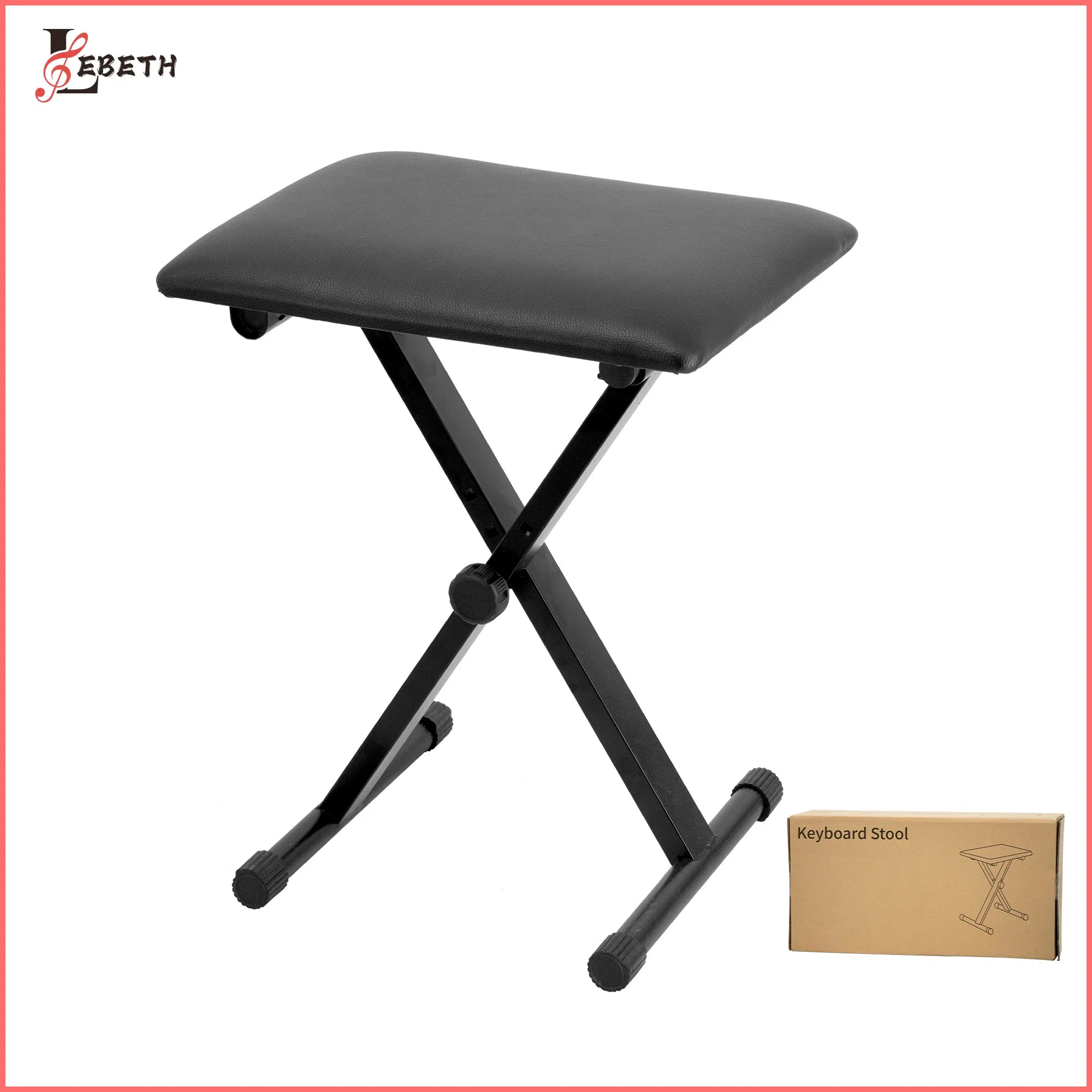 Lebeth Kb-11 Wholesale Adjustableheight PU Leather Cushion Black Foldable Piano Bench