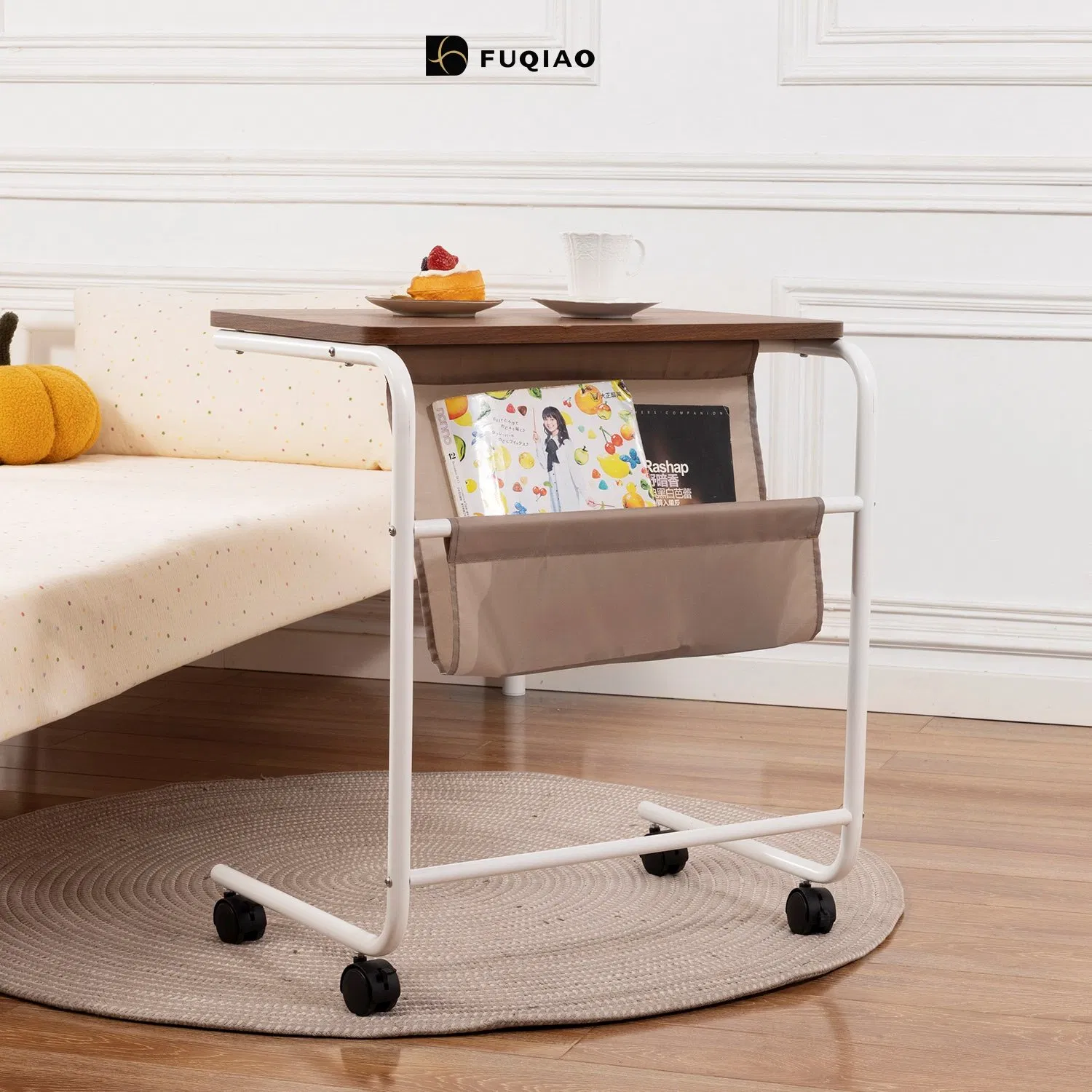 MID-Century Modern Side Table - Teak Wood Top + Carbon Steel Legs