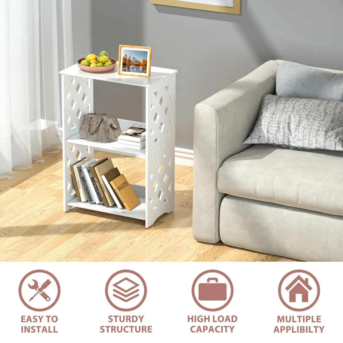 Multi-Layer Design Small Footprint Stable PVC Small Side Table