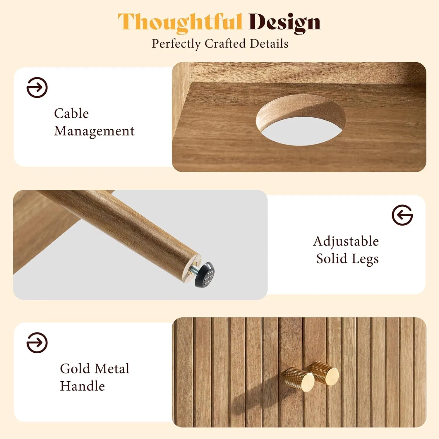 Stylish Scandinavian TV Cabinet Stand in Solid Wood for Living Rooms